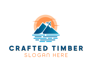 Mountain Airplane Travel  logo design