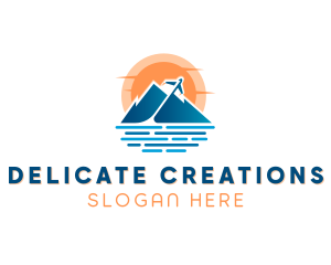 Mountain Airplane Travel  logo design