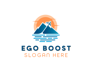 Mountain Airplane Travel  logo design