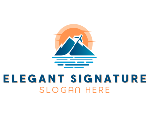 Mountain Airplane Travel  logo design