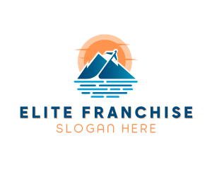 Mountain Airplane Travel  logo design