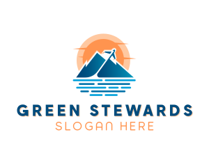 Mountain Airplane Travel  logo design