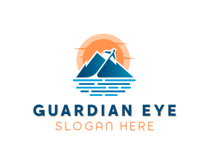 Mountain Airplane Travel  logo design