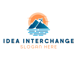 Mountain Airplane Travel  logo design