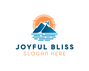 Mountain Airplane Travel  logo design