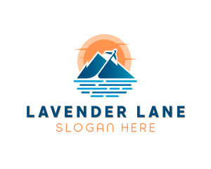 Mountain Airplane Travel  logo design