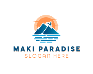 Mountain Airplane Travel  logo design