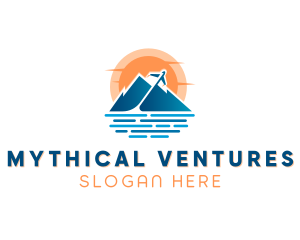 Mountain Airplane Travel  logo design