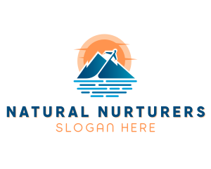 Mountain Airplane Travel  logo design