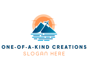 Mountain Airplane Travel  logo design