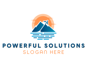 Mountain Airplane Travel  logo design