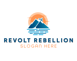 Mountain Airplane Travel  logo design