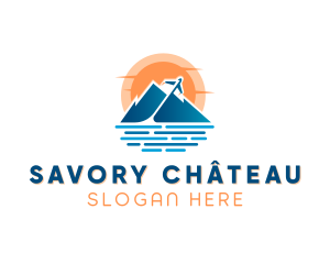 Mountain Airplane Travel  logo design