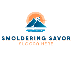 Mountain Airplane Travel  logo design