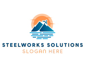 Mountain Airplane Travel  logo design