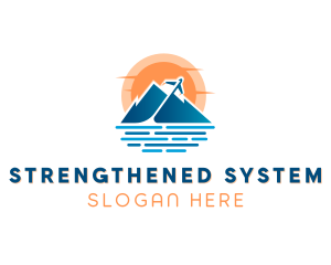 Mountain Airplane Travel  logo design