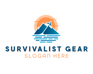 Mountain Airplane Travel  logo design