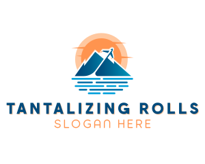 Mountain Airplane Travel  logo design