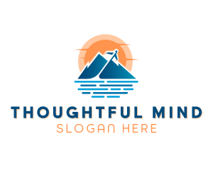 Mountain Airplane Travel  logo design