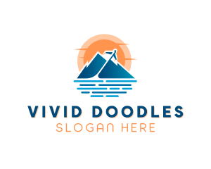 Mountain Airplane Travel  logo design