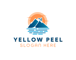 Mountain Airplane Travel  logo design