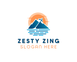 Mountain Airplane Travel  logo design