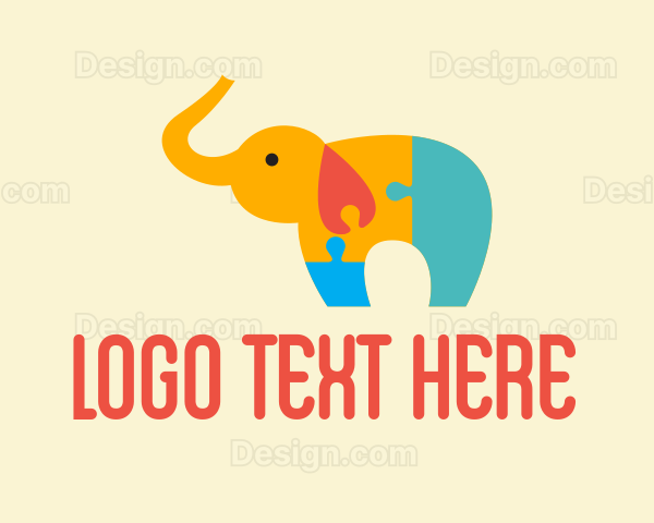 Colorful Puzzle Elephant Logo