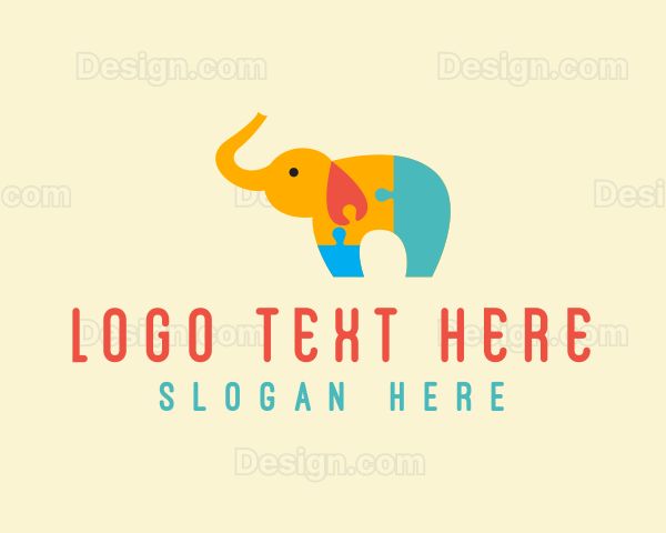 Toy Store Puzzle Elephant Logo