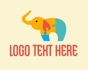 Colorful Puzzle Elephant  Logo