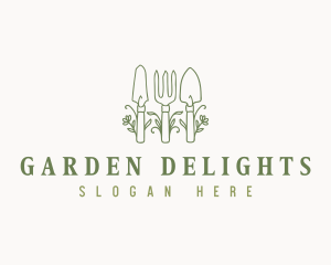 Floral Garden Trowel logo design