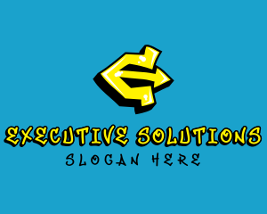 Yellow Graffiti Letter E  logo design