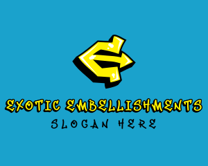 Yellow Graffiti Letter E  logo design