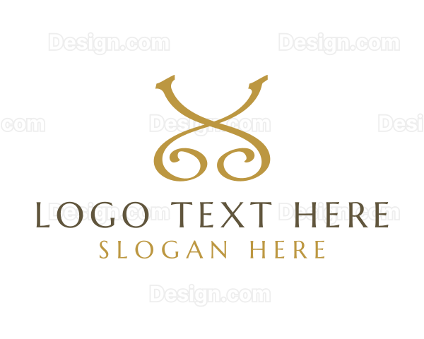 Golden Luxury Letter X Logo