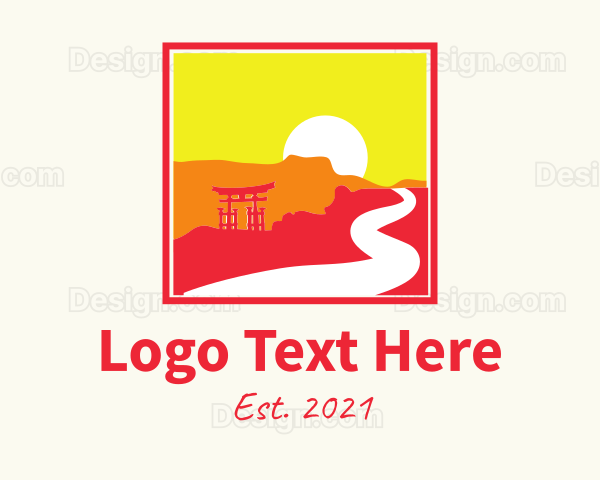 Asian Sunset Stamp Logo