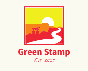 Asian Sunset Stamp  logo design