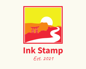 Asian Sunset Stamp  logo