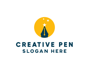 Pen Nib Stars logo design