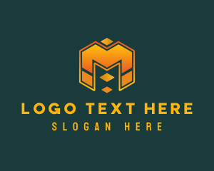 Modern Hexagon Cube Letter M Logo
