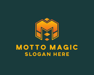 Modern Hexagon Cube Letter M logo design