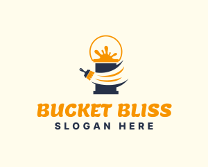 Paint Bucket Brush Splash logo design