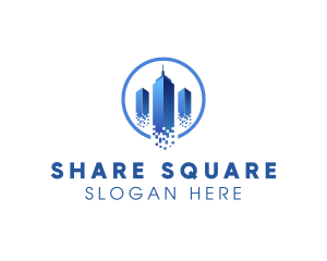 Pixel Square Buildings logo design