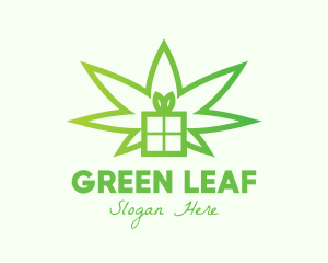 Green Cannabis Gift  logo design