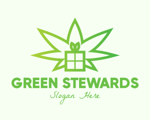 Green Cannabis Gift  logo design