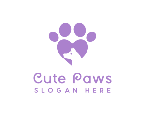 Paw Heart Dog logo design