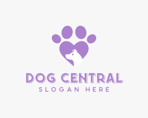 Paw Heart Dog logo design