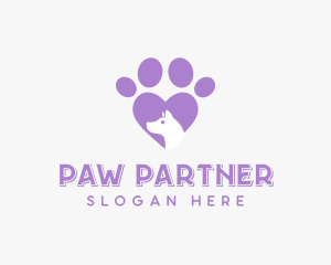 Paw Heart Dog logo design