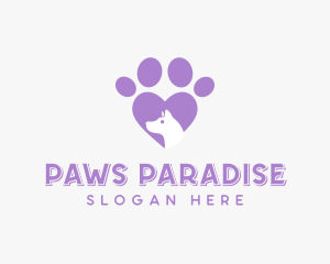 Paw Heart Dog logo design