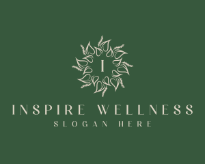 Wellness Leaf Wreath logo design