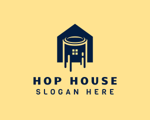 Blue House Paint Bucket logo design