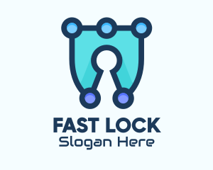 Blue Cyber Security Lock logo design